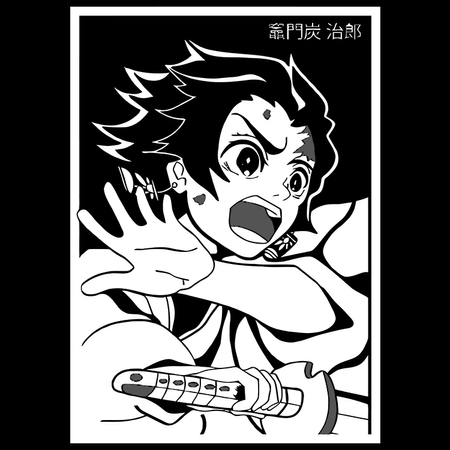 Koszulka Czarna Demon Slayer / Kimetsu no Yaiba / Miecz zabójcy demonów - WYBIERZ KOLOR KOSZULKI I FASON
