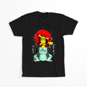 Koszulka Czarna - Pokemon x Naruto - WYBIERZ KOLOR KOSZULKI I FASON