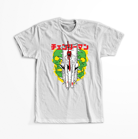 Koszulka Biała  Chainsaw Man WYBIERZ KOLOR KOSZULKI I FASON