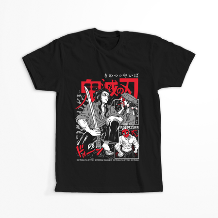 Koszulka Czarna Demon Slayer / Kimetsu no Yaiba / Miecz zabójcy demonów - WYBIERZ KOLOR KOSZULKI I FASON