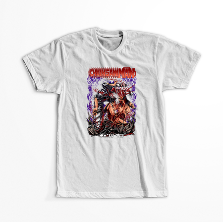 Koszulka Biała  Chainsaw Man WYBIERZ KOLOR KOSZULKI I FASON