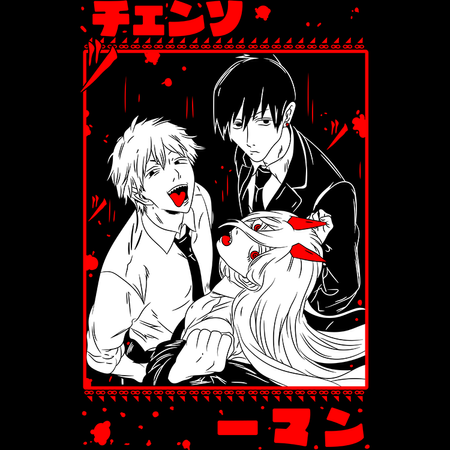 Koszulka Biała Chainsaw Man WYBIERZ KOLOR KOSZULKI I FASON