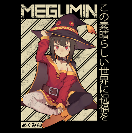 Koszulka Czarna KonoSuba: God's Blessing on This Wonderful World! / Kono Subarashii Sekai ni Shukufuku wo! - WYBIERZ KOLOR KOSZULKI I FASON