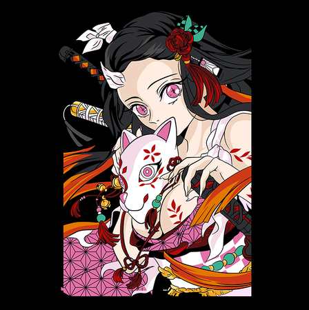 Koszulka Czarna Demon Slayer / Kimetsu no Yaiba / Miecz zabójcy demonów - WYBIERZ KOLOR KOSZULKI I FASON