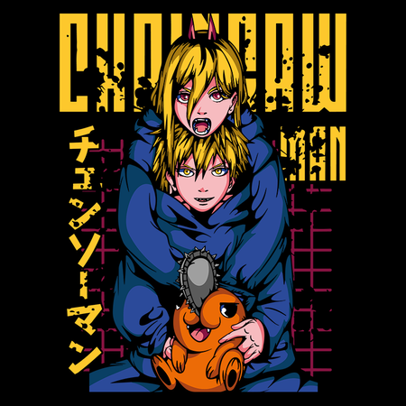 Koszulka Czarna Chainsaw Man WYBIERZ KOLOR KOSZULKI I FASON