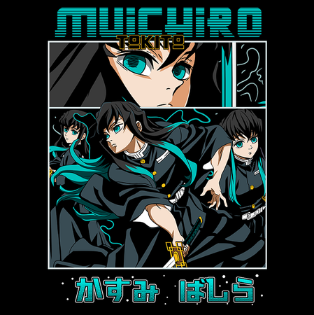 Koszulka Czarna Demon Slayer / Kimetsu no Yaiba / Miecz zabójcy demonów - WYBIERZ KOLOR KOSZULKI I FASON