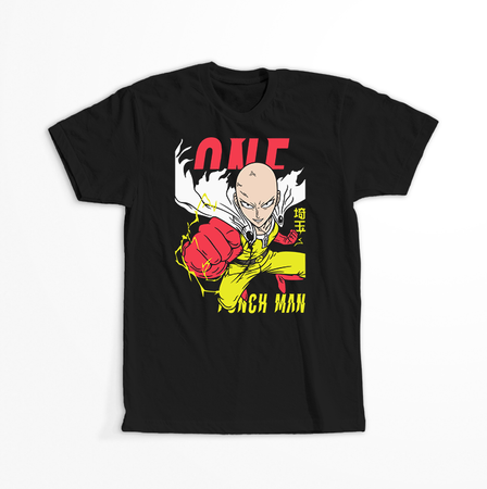 Koszulka Czarna One-Punch Man - WYBIERZ KOLOR KOSZULKI I FASON