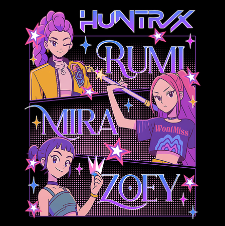 Koszulka Czarna KPop Demon Hunters WYBIERZ KOLOR KOSZULKI I FASON