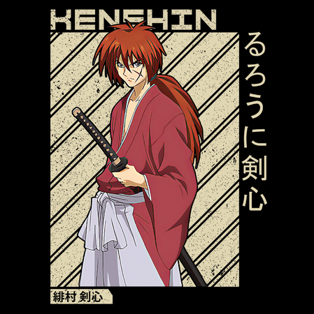 Koszulka Czarna Rurouni Kenshin WYBIERZ KOLOR KOSZULKI I FASON