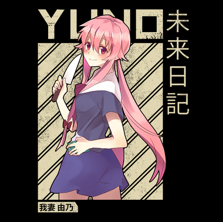 Koszulka Czarna Mirai Nikki - WYBIERZ KOLOR KOSZULKI I FASON