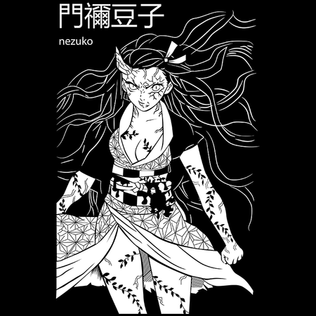 Koszulka Czarna Demon Slayer / Kimetsu no Yaiba / Miecz zabójcy demonów - WYBIERZ KOLOR KOSZULKI I FASON