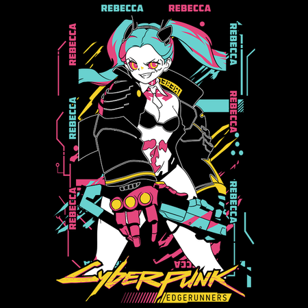 Koszulka Czarna Cyberpunk Edgerunners - WYBIERZ KOLOR KOSZULKI I FASON