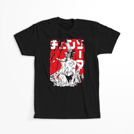 Koszulka Czarna Chainsaw Man WYBIERZ KOLOR KOSZULKI I FASON