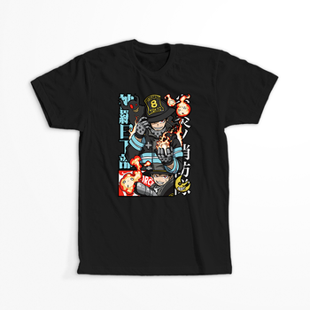 Koszulka Czarna Fire Force - WYBIERZ KOLOR KOSZULKI I FASON