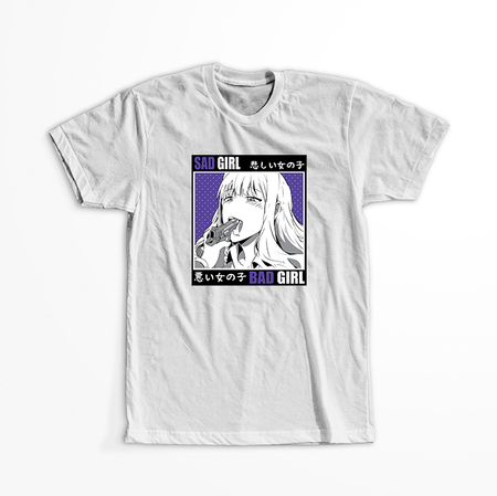 Koszulka Biała - Sad girl Bad girl  - WYBIERZ KOLOR KOSZULKI I FASON