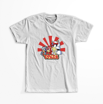 Koszulka Biała Samurai Pizza Cats / Samuraje z Pizza Kot - WYBIERZ KOLOR KOSZULKI I FASON