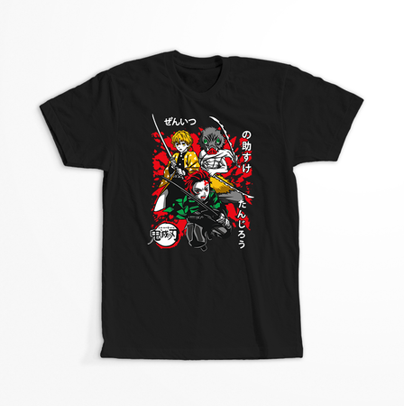 Koszulka Czarna Demon Slayer / Kimetsu no Yaiba / Miecz zabójcy demonów - WYBIERZ KOLOR KOSZULKI I FASON