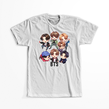 Koszulka Biała BTS - WYBIERZ KOLOR KOSZULKI I FASON