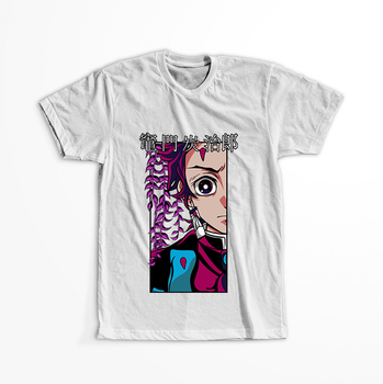 Koszulka Biała Demon Slayer / Kimetsu no Yaiba / Miecz zabójcy demonów - WYBIERZ KOLOR KOSZULKI I FASON