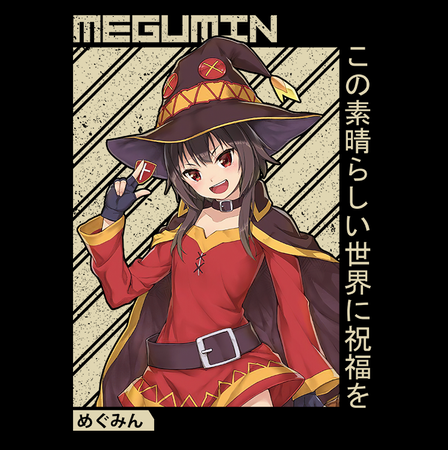 Koszulka Czarna KonoSuba: God's Blessing on This Wonderful World! / Kono Subarashii Sekai ni Shukufuku wo! - WYBIERZ KOLOR KOSZULKI I FASON