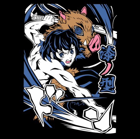 Koszulka Czarna Demon Slayer / Kimetsu no Yaiba / Miecz zabójcy demonów - WYBIERZ KOLOR KOSZULKI I FASON