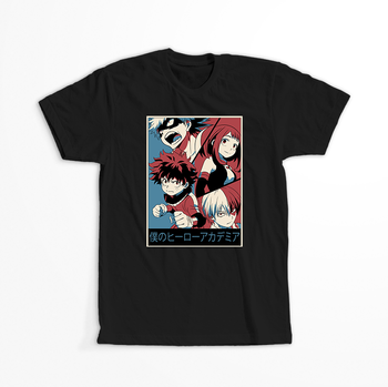 Koszulka Czarna My Hero Academia / Akademia bohaterów - WYBIERZ KOLOR KOSZULKI I FASON