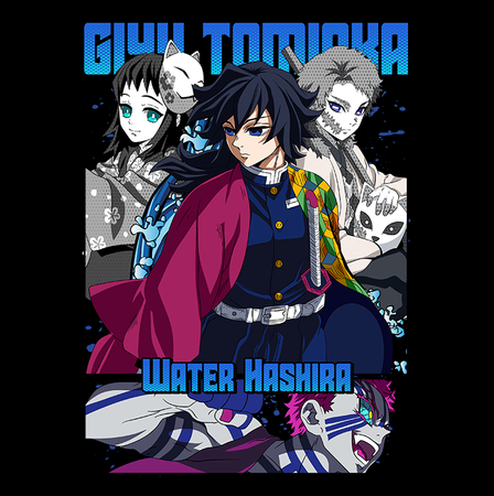 Koszulka Czarna Demon Slayer / Kimetsu no Yaiba / Miecz zabójcy demonów - WYBIERZ KOLOR KOSZULKI I FASON