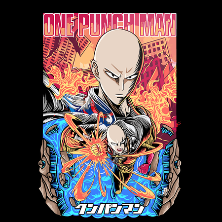 Koszulka Czarna One-Punch Man - WYBIERZ KOLOR KOSZULKI I FASON