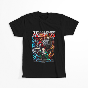 Koszulka Czarna Demon Slayer / Kimetsu no Yaiba / Miecz zabójcy demonów - WYBIERZ KOLOR KOSZULKI I FASON