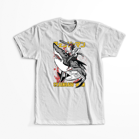Koszulka Biała  Chainsaw Man WYBIERZ KOLOR KOSZULKI I FASON
