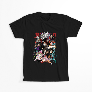 Koszulka Czarna Demon Slayer / Kimetsu no Yaiba / Miecz zabójcy demonów - WYBIERZ KOLOR KOSZULKI I FASON