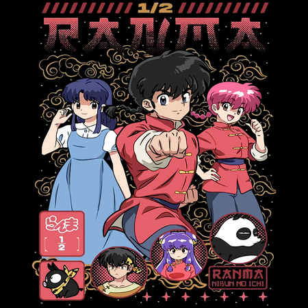 Koszulka Czarna Ranma 1/2 - WYBIERZ KOLOR KOSZULKI I FASON