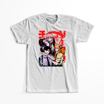 Koszulka Biała  Chainsaw Man WYBIERZ KOLOR KOSZULKI I FASON
