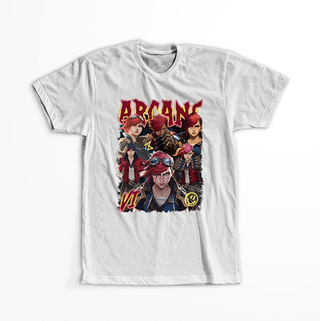 Koszulka Biała - League of Legends & Arcane - WYBIERZ KOLOR KOSZULKI I FASON