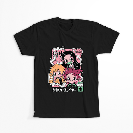 Koszulka Czarna Demon Slayer / Kimetsu no Yaiba / Miecz zabójcy demonów - WYBIERZ KOLOR KOSZULKI I FASON