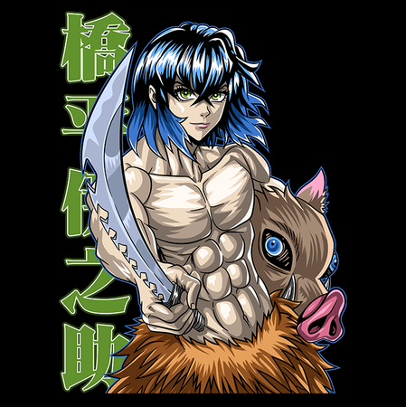 Koszulka Czarna Demon Slayer / Kimetsu no Yaiba / Miecz zabójcy demonów - WYBIERZ KOLOR KOSZULKI I FASON