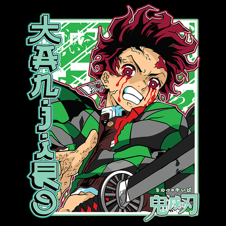 Koszulka Czarna Demon Slayer / Kimetsu no Yaiba / Miecz zabójcy demonów - WYBIERZ KOLOR KOSZULKI I FASON