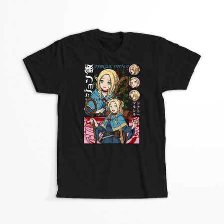 Koszulka Czarna Delicious in Dungeon / Dungeon Meshi - WYBIERZ KOLOR KOSZULKI I FASON