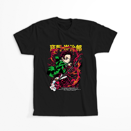 Koszulka Czarna Demon Slayer / Kimetsu no Yaiba / Miecz zabójcy demonów - WYBIERZ KOLOR KOSZULKI I FASON