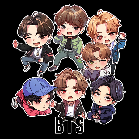 Koszulka Czarna BTS - WYBIERZ KOLOR KOSZULKI I FASON