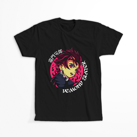 Koszulka Czarna Demon Slayer / Kimetsu no Yaiba / Miecz zabójcy demonów - WYBIERZ KOLOR KOSZULKI I FASON